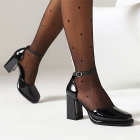Elegante Klassisch Lack 8 cm High Heels Comfort Sommer Mit Blockabsatz Mit Absatz 2023 Sandalen Damen