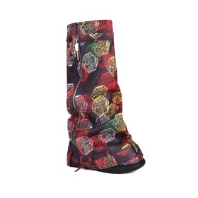 Wedge 2023 Multicolor Knee High Boot 8 cm High Heel Snake Printed Faux Leather Tall Boots