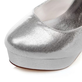 Pailletten Abendschuhe Ballschuhe Pumps Glitzernden Plateau Stilettos Schlupfschuh Silber High Heel