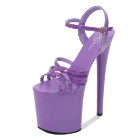 Strappy Classic Purple Sexy Stilettos Sandals Faux Leather Patent 2022 Peep Toe