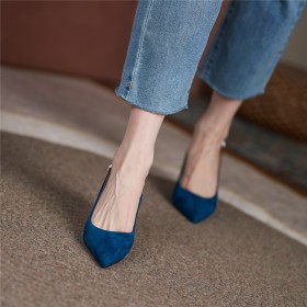 Naaldhakken Elegante Leer Middelhoge Hakken Met Steentjes Suède Business Casual Pumps Slingback