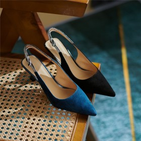 Naaldhakken Elegante Leer Middelhoge Hakken Met Steentjes Suède Business Casual Pumps Slingback