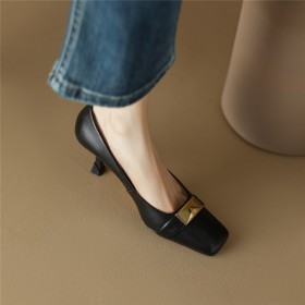 Pumps 6 cm Middelhoge Hakken Mooie Naaldhak Dames Schoenen Business Casual Leer