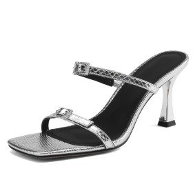 Sexy Sandalen Mode Met Enkelbandje Lak 8 cm High Heel Slangenprint Peeptoes Leren