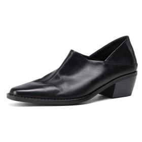 Élégantes Cuir Vintage Business Casual Baskets Bout Carré Classique Talons Carrés Chaussures Pour Femme Talon Epais Petit Talon 5 cm Confort