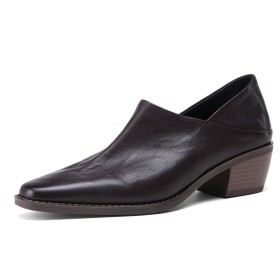Classic Rödbrun Finskor Eleganta Låg Klack Skor Dam Blockklack Vintage Shooties Sneakers Bekväma Spannmåls