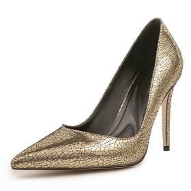 Business Casual Grained 4 inch High Heeled Glitter Pumps Classic