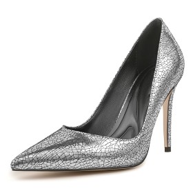 Grained Business Casual Leather Stilettos High Heels Sequin Classic Pumps