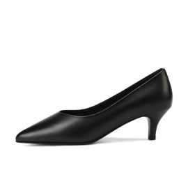 Schwarz Schuhe Fürs Büro Bequeme Leder Klassisch Pumps Stiletto 5 cm Niedriger Absatz