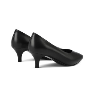 Schwarz Schuhe Fürs Büro Bequeme Leder Klassisch Pumps Stiletto 5 cm Niedriger Absatz