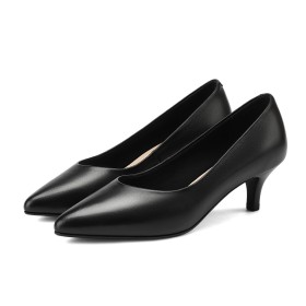 Schwarz Schuhe Fürs Büro Bequeme Leder Klassisch Pumps Stiletto 5 cm Niedriger Absatz