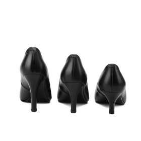 Schwarz Schuhe Fürs Büro Bequeme Leder Klassisch Pumps Stiletto 5 cm Niedriger Absatz
