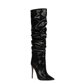 12 cm High Heel Classic Pointed Toe Knee High Boots Tall Boot