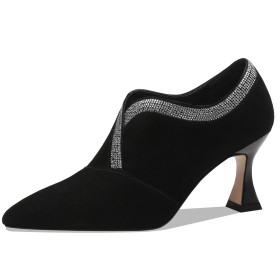 Talon Haut 8 cm Chaussures Pour Femmes Noir 2022 Ceremonie Daim