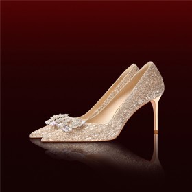 Luxury Pumps With Rhinestones High Heels Stylish Sequin Sparkly Stiletto Evening Party Shoes Prom Shoes