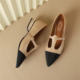 Chaussures Mary Jane à Talon Moyen Et Bout Carré Pour Femme - Confortables - Style Décontracté - Pour Le Travail Et La Marche - Pour Le Printemps Et L'été, Beige, 5