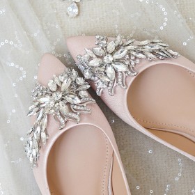 Ballet Crystal Shoes Rhinestones Flats Bridals Wedding Shoes Satin