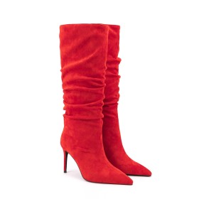 Tall Boots Suede Going Out Footwear Classic High Heels Stilettos Leather Pointed Toe Knee High Boots For Women