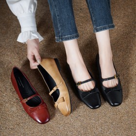 Con Lazo Correa De Tobillo Zapato Mujer Bonitos Mary Jane Hebillas Cuero Cómodos Y Elegantes Cómodos Y Elegantes