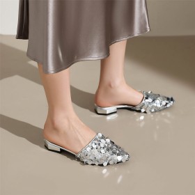 Tacco Basso Comode Tacco Largo Glitter Mules Sandalo