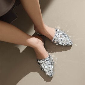 Tacco Basso Comode Tacco Largo Glitter Mules Sandalo