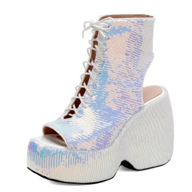 Rainbow Sequin Sequin Peep Toe Booties Buy Glitter Ankle Boots