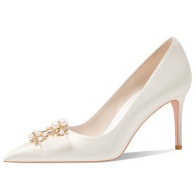 Scarpe Da Sposa Con Perle Scarpe Scarpe Cerimonia Decollete Eleganti Di Raso Tacco Alto 8 cm