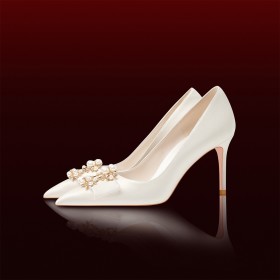 Scarpe Da Sposa Con Perle Scarpe Scarpe Cerimonia Decollete Eleganti Di Raso Tacco Alto 8 cm