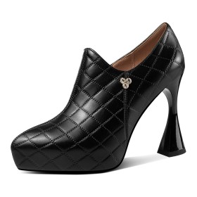 Business Casual Leather Beautiful Shootie 10 cm High Heel Closed Toe Quilted