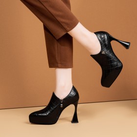 Mit Absatz Comfort Business Casual 2022 Elegante Mit 10 cm High Heels Shooties Mit Strasssteine Gesteppte Schuhe Damen