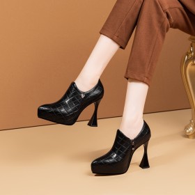 Scarpe Con Strass Trapuntata A Punta Pelle Comode Tacchi Alto 10 cm