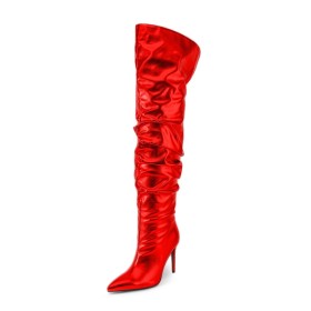 Thigh High Boot For Women Going Out Footwear Sparkly 9 cm High Heels Stiletto Heels Faux Leather Tall Boot Closed Toe