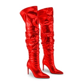 Thigh High Boot For Women Going Out Footwear Sparkly 9 cm High Heels Stiletto Heels Faux Leather Tall Boot Closed Toe