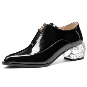 Block Heel Elegant Dress Shoes Pointed Toe Chunky Hee Office Shoes Black Shooties 5 cm Low Heel Classic