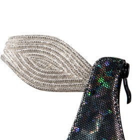 Paillettes Moderne Fermeture Éclair Talon Spécial Élégantes Bride Cheville Avec Strass Brillante À Talon Degrade De Couleur Chaussure De Soirée Sandales