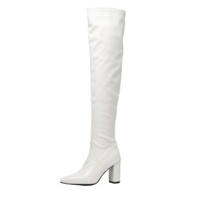 White Over The Knee Thigh High Boots Online Sale, Boots