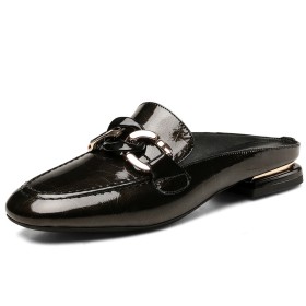 Comfortable Metallic 2022 Sparkly Black Loafers Leather
