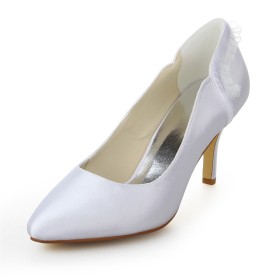 Elegante Weiß Spitz Stilettos High Heel Brautschuhe Stöckelschuhe Schuhe Rüschen