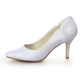 Bruidsschoenen Witte Mooie Satijnen Pumps Hoge Hakken Naaldhakken Dames Schoenen