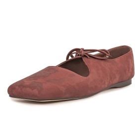 Moccasins Satin Leather Comfort Casual Maroon Flats