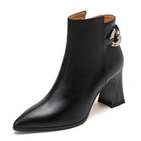 Chaine Fermeture Éclair Talons Hauts Bottines Originale Talons Epais Cuir Business Casual