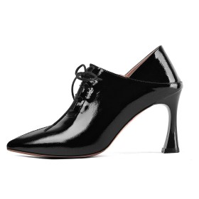 Scarpe Cerimonia A Punta Oxford Scarpe Donna Tacco A Spillo Tacco Alto In Vernice Stringate