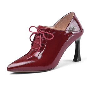 Leather Oxford Shoes Shootie Elegant 3 inch High Heel Stiletto