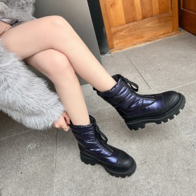 Classic Textile Ankle Boots Leather Flat Shoes 2022 Winter Snow Boots
