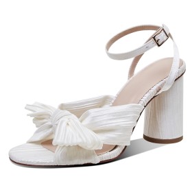 Beautiful Business Casual With Ankle Strap Tulle Block Heels Belt Buckle Open Toe Chunky Sandals For Women High Heels