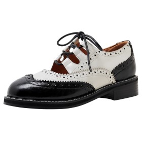 Flache Lederimitat Klassisch 2024 Oxford Comfort Schuhe Damen