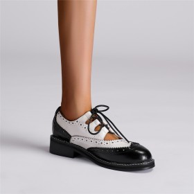 Flache Lederimitat Klassisch 2024 Oxford Comfort Schuhe Damen