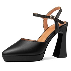 Strappy Sandals Elegant Classic 10 cm High Heel Leather Summer Block Heel