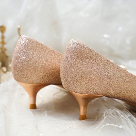 Festliche Schuhe Kitten Heel Pumps Spitz 3 cm Low Heel Abendschuhe Herrlich Champagner Hochzeitsschuhe