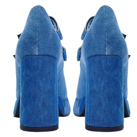 Farbverlauf Rund Spitze Mit 10 cm High Heels Mit Blockabsatz Stöckelschuhe Hellblau Comfort Schuhe Damen